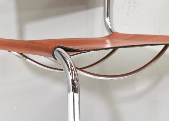 Image 1 of 4X Mart Stam S33 Chairs by FASEM in Chrome and Saddle Leather, Italy – 1970’s