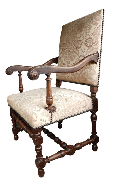 Sessel im Stil Louis XIII, handgefertigt, antik, 65 x 60 x 109 cm – fauteuils, Textile, Wood (photo 2 of 14)