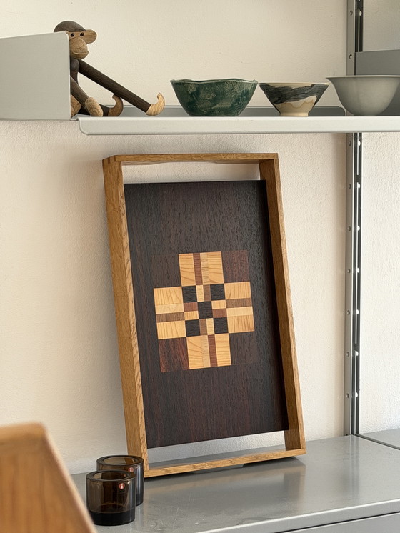 Image 1 of Vintage Timber Grid Tray or Inlaid Tray in Danish Design