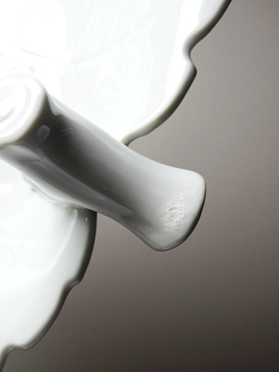 Image 1 of Large celadon porcelain vine leaf bowl by L. Michelaud, Limoges, 1930-50