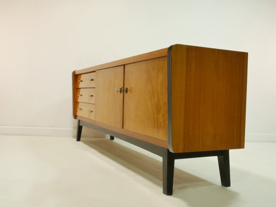 Image 1 of Vintage dressoir uit de jaren 60, 180 cm, midden-eeuwse stijl, laag dressoir, ladekast, Duitsland