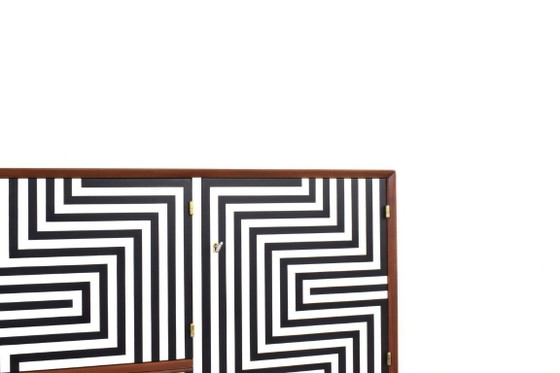 Image 1 of Mid-Century Op-Art Hand-Painted Sideboard from Sven Andersen Møbelfabrikk, 1960s