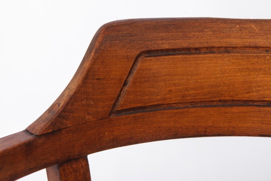 Image 1 of Chaise de bureau vintage en bois courbé (1/2), chaise autrichienne des années 1950, chaise en rotin style milieu du siècle, chai
