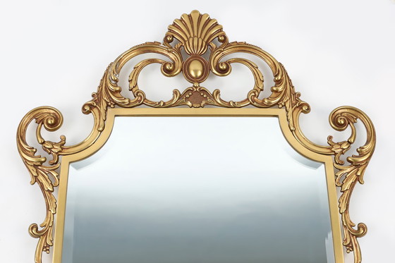 Image 1 of Espejo de pared biselado de cobre macizo, estilo Luis XV francés del siglo XX