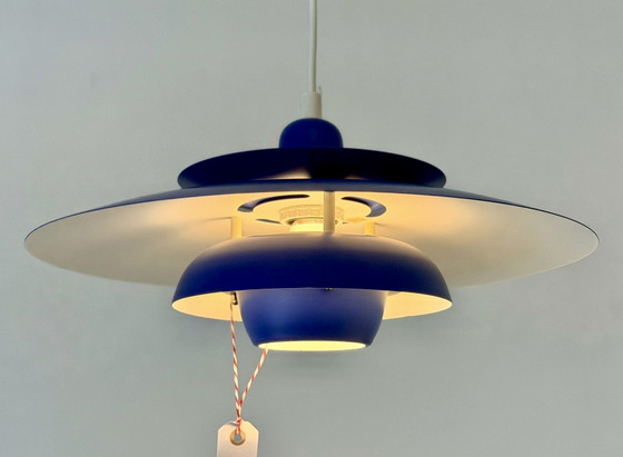 Suspension vintage El-Light Danish Blue Multi-Shade – Années 1970 – Metal (photo 4 of 11)