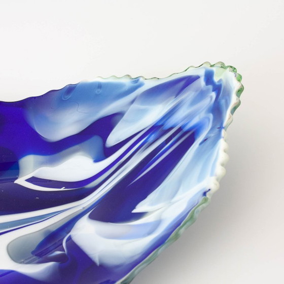 Vintage Leaf Design Glass Tray from Marinha Grande, 1960s, Bowls, Green (photo 11 of 12)