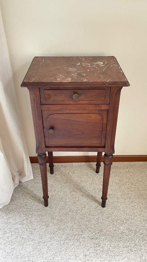 Image 1 of TABLE de Chevet Ancienne MARBRE et Bois