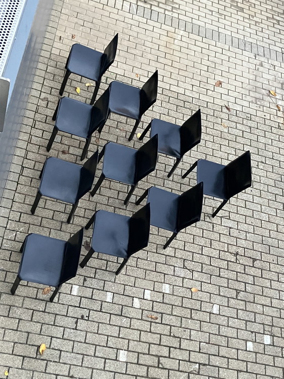 Image 1 of 10x Chaise de cabine Cassina Mario Bellini Harnais en cuir noir