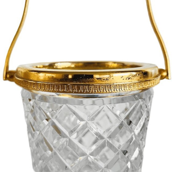 Image 1 of Mid-century crystal ice bucket, 24k gold plated, 1950s