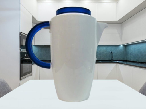 (W007) Caffettiera vintage Thomas Rosenthal Vario Pacific blu e bianca