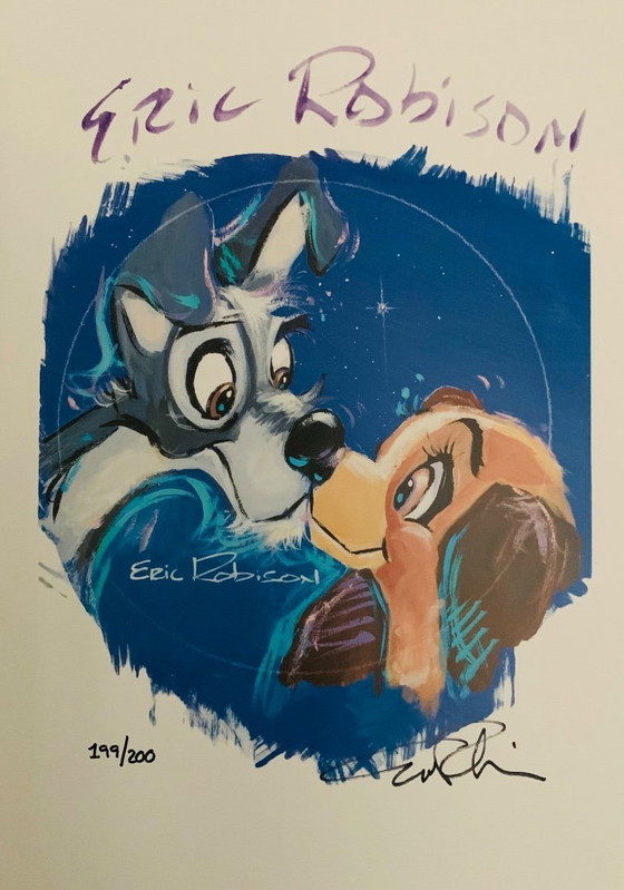 Image 1 of Handsigniert und nummeriert von Eric Robison: "Lady and the Tramp". Limitiert auf eine Auflage von 200 Stück, hier Nr. 199/200.