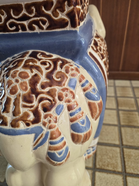 Image 1 of Vintage Ceramic Elephant Plant Table / Side Table