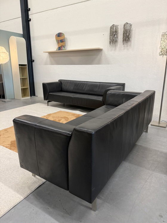 Canapé 3 places Rolf Benz Linea en cuir noir 213 – Canapés 3 places, Leather (photo 5 of 6)