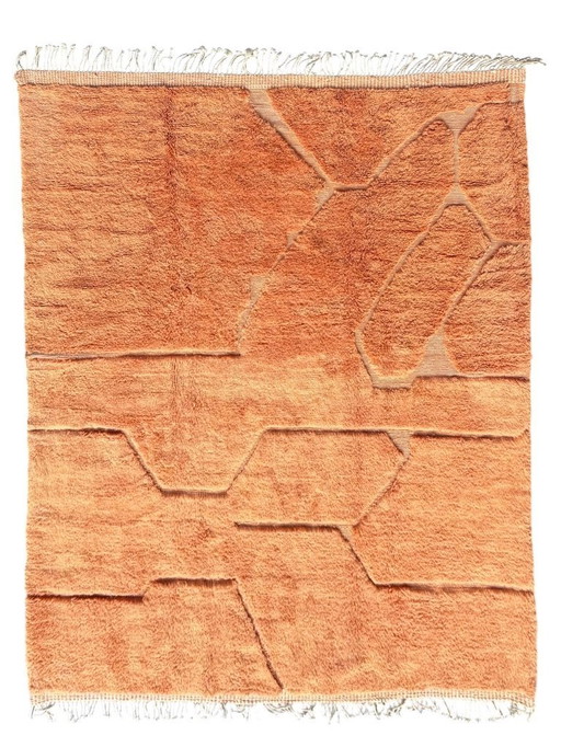 Moroccan Orange wool rug 250x360 cm– Handmade geometric rug – Contemporary Berber carpet