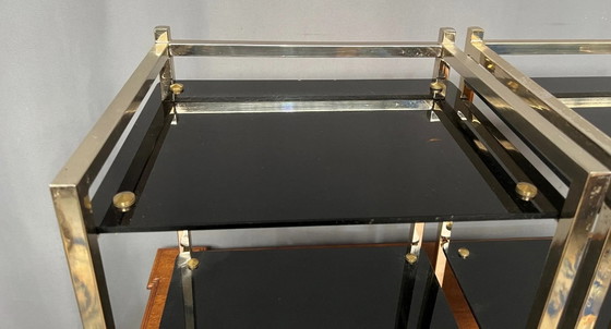 Pair of vintage Hollywood Regency style bedside or accent tables., Nightstands, Metal (photo 3 of 9)
