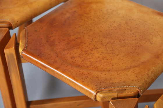 Image 1 of 4 sedie da pranzo vintage Wasa in legno di faggio e pelle