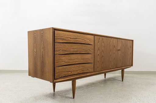 Vintage oak sideboard by Bydgoskie Fabryki Mebli, Poland, 1960’s
