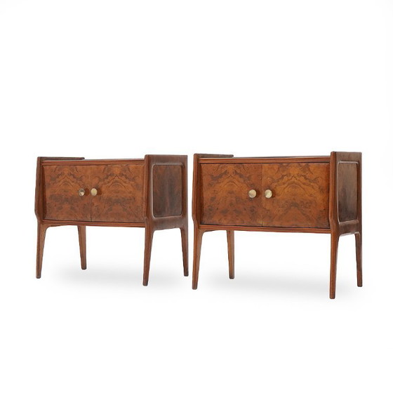 Image 1 of Par de mesitas de noche de brezo, años 50