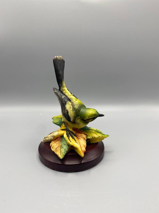 Kunstharz-Figur der Kohlmeise – Signiert Armani – Mahagoni-Sockel – Florence Sculture d’Arte – Italien, ca. (photo 2 of 4)