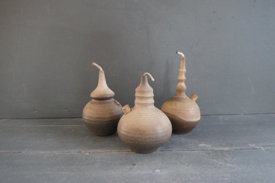 Image 1 of Vintage set of 3 ceramic oil lamps in