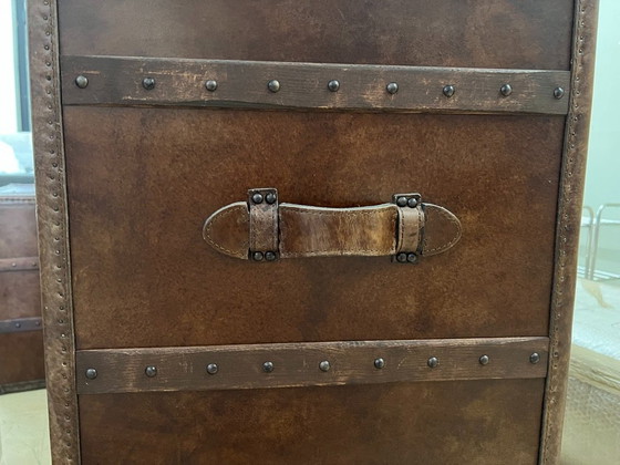 RH Leather Mayfair Steamer Trunk Double Chest - Vintage Cigar, Restoration Hardware, Chest of drawers, Metal (photo 3 of 9)