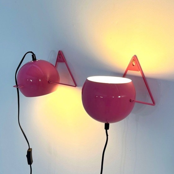 Image 1 of Coppia di lampade da tavolo o da parete Pink Eye, anni '70