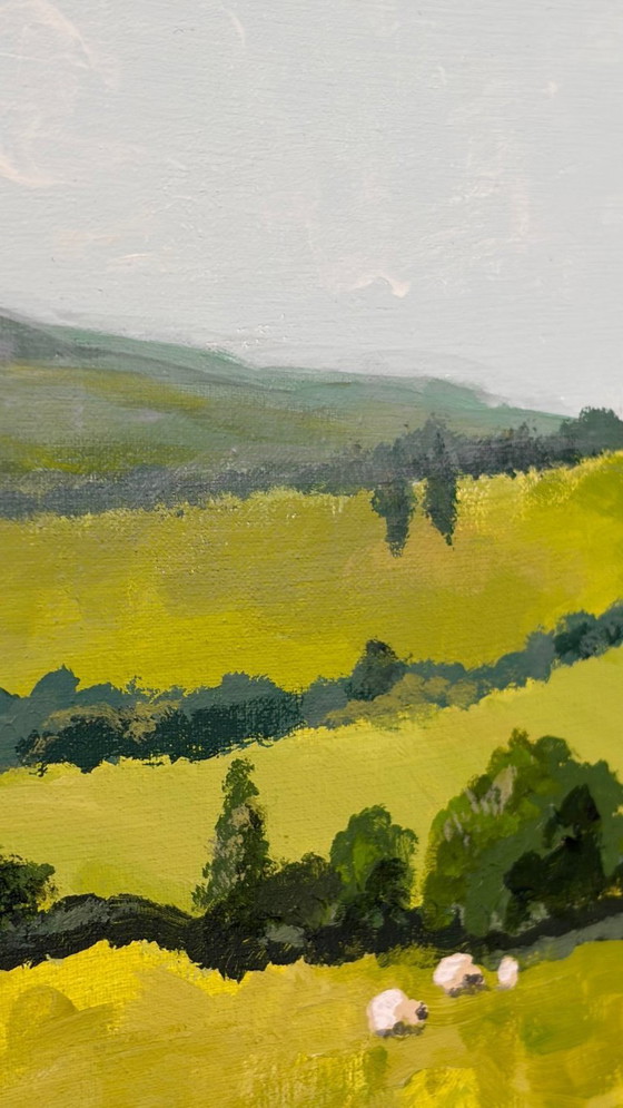Image 1 of Impressionistic panoramic French landscape – La Tagnière – 100 x 30 cm