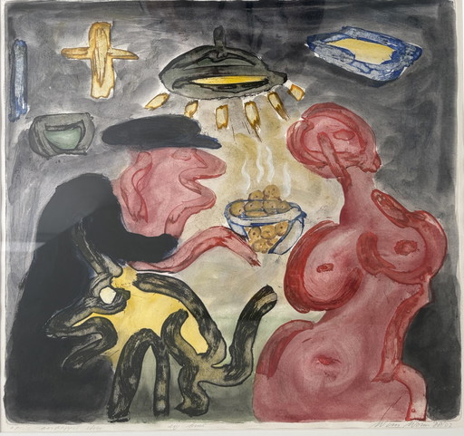 Wim Worm “I mangiatori di patate” – lithos zeefdrukken, Paper