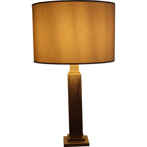 Lámpara de mesa vintage con oro florentino cepillado a mano, Italia, 1970