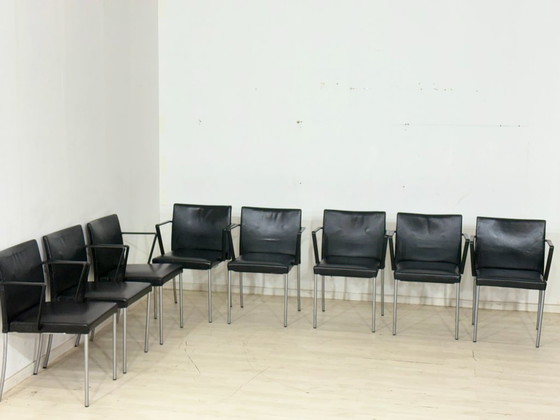 Image 1 of 8 elegante design vergaderstoelen in zwart leer