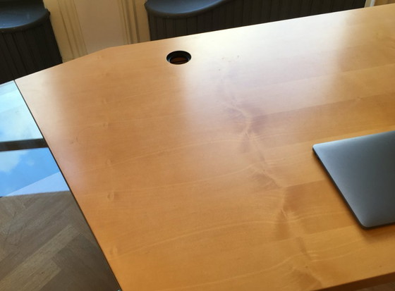 Image 1 of Light wood desk or side table with one drawer