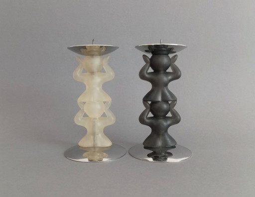 Maurizio Scutellà postmodern candle holder pair for Mepra Italy 1990 - rare!