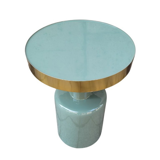 Image 1 of Tavolino laterale in giada lucida, alluminio e smalto, anni &#39;90 - Francia