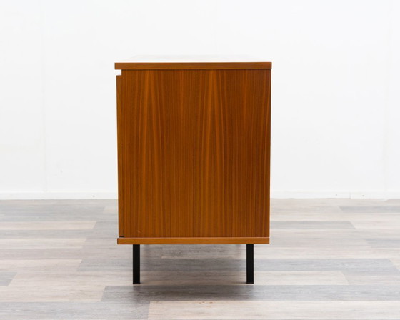 Image 1 of Two-door chest of drawers in walnut from the 1960s with a beautiful veneer pattern.