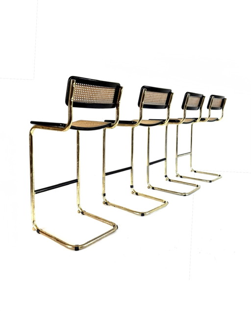 4 Vintage-Barhocker der Marke Ceca, Stil Marcel Breuer, 1980er Jahre