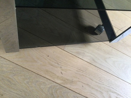 Image 1 of Salontafel / Laag kastje, Italiaans design in gerookt glas en staal