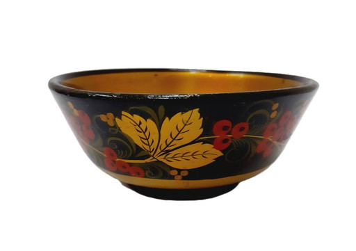 Vintage Wooden Bowl Hohloma, USSR