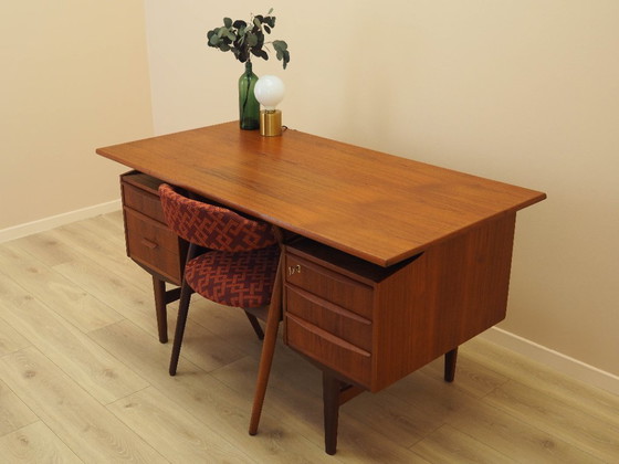 Image 1 of Teakhouten bureau, Deens design, jaren 70, productie: Denemarken
