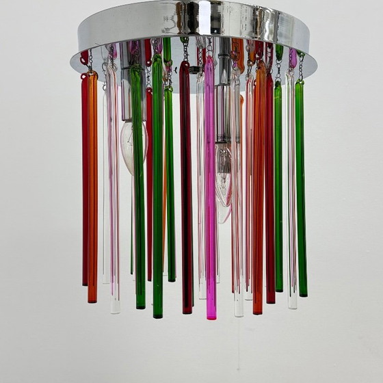 Plafón moderno con tubos de cristal de colores, Plafones, Vidrio, Cromo, Rojo, Vintage (foto 6 de 15)