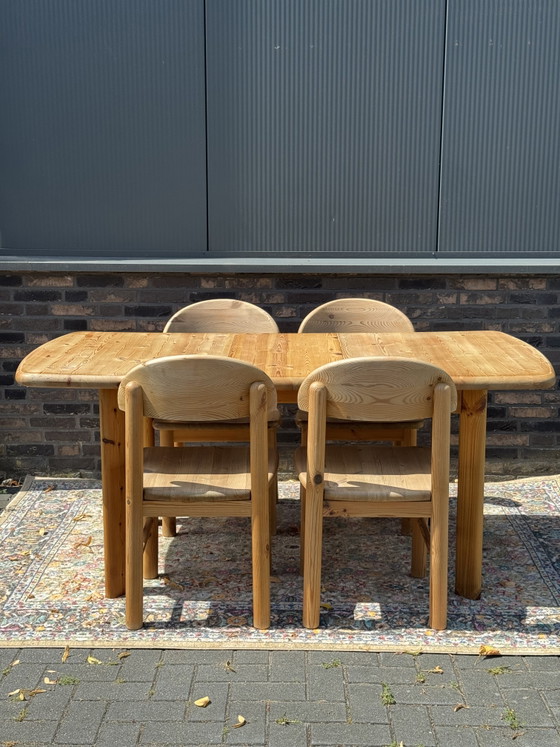 Image 1 of Set da pranzo Rainer Daumiller in pino, composto da 6 pezzi, con tavolo allungabile.