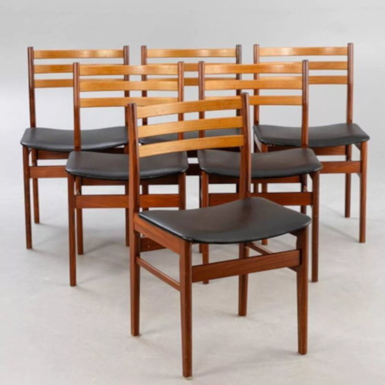 Image 1 of Coppia di sedie scandinave in teak e skai nero - Danimarca 1960