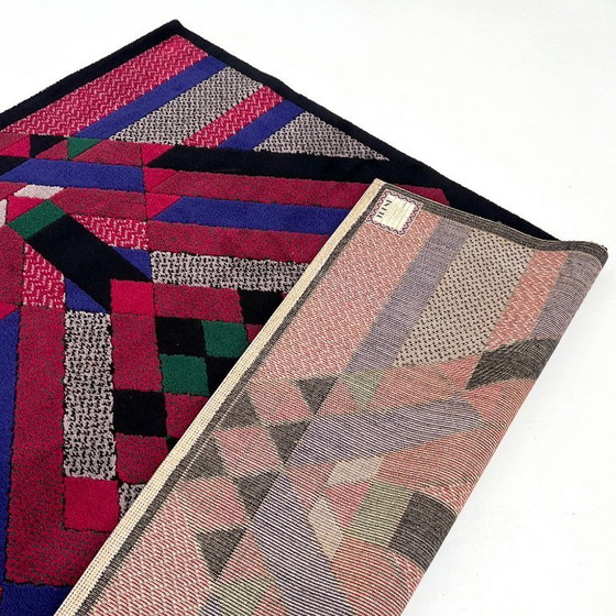 Image 1 of Groot geometrisch wollen vloerkleed van Gianni Erba voor Trend, jaren 80.