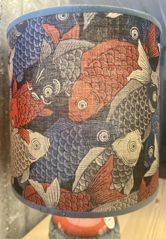 Image 1 of Lampada a sospensione Jasba degli anni '70 con decorazione a forma di ananas e paralume a forma di carpa koi.