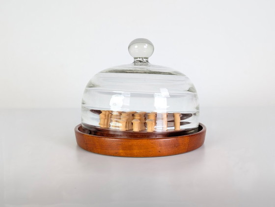 Image 1 of Juego de mesa Solitario original de mediados de siglo, década de 1960, Dinamarca, cristal de teca.