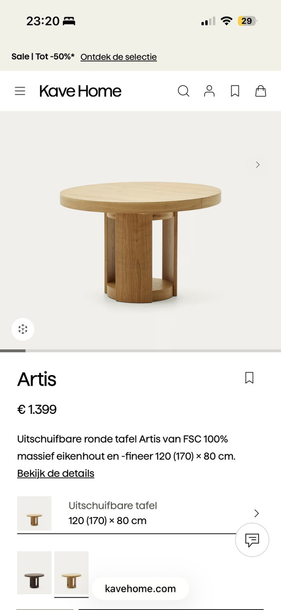 Tavolo da pranzo rotondo allungabile in rovere "Artis" di Kave Home — 120–170 x 80 cm – Tavoli da pranzo (photo 7 of 15)