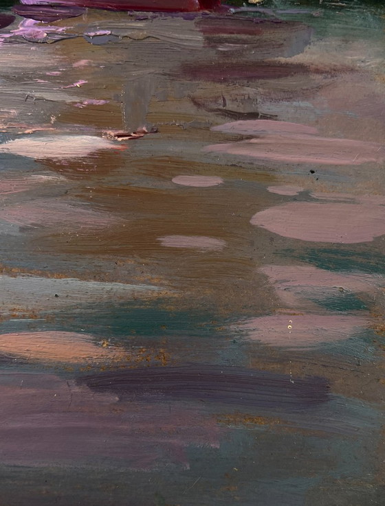 Original Oil Painting Urban Landscape Architecture Port City Sailboats – Paintings & Drawings, Mdf (photo 9 of 10)