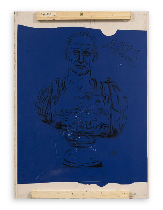 Image 1 of MART SIGNED (New Pop Street Art oder Urban Pop). Ohne Titel, 2021. Collage und Mischtechnik auf Holzplatte – 110 × 72 × 2 cm