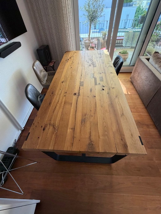 Janua BB11 Clamp Dining Table | 240*105 cm | Solid Reclaimed Oak | Original Price €5,500 – eettafels, rvs