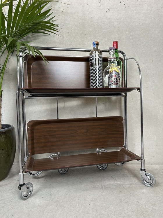 Vintage Foldable Serving Trolley - Gerlinol – Bar carts, Chrome, Wood (photo 11 of 12)