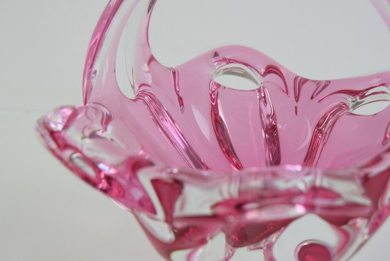 Image 1 of Cuenco de cesta de cristal artístico checo de mediados de siglo, de Josef Hospodka